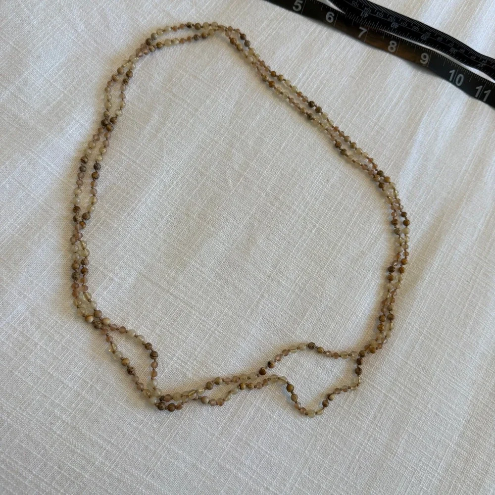 Jasper and Agate Hand‎ Knotted Long Beaded Strand Necklace Earth Tones 52 Inch